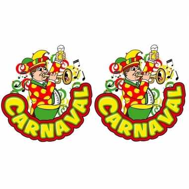 2x carnaval raamsticker muzikant met trompet 35 x 40 cmcarnavalskleding