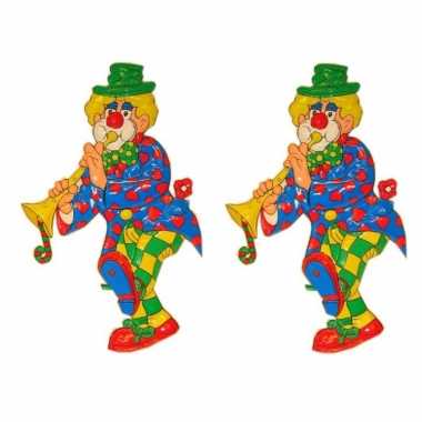 3x stuks wanddecoratie carnaval clown 70 cmcarnavalskleding