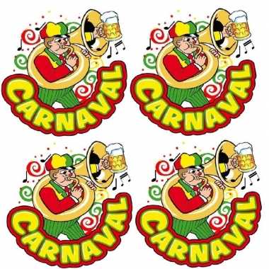 4x carnaval decoratie raamsticker muzikant trombone 35 x 40 cmcarnavalskleding