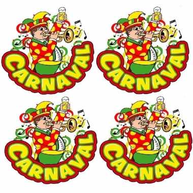4x carnaval raamsticker muzikant met trompet 35 x 40 cmcarnavalskleding