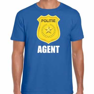 Agent politie embleem carnaval t-shirt blauw voor herencarnavalskleding