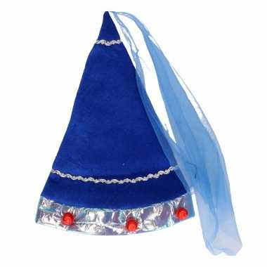 Blauw fee hoedje voor volwassenencarnavalskleding