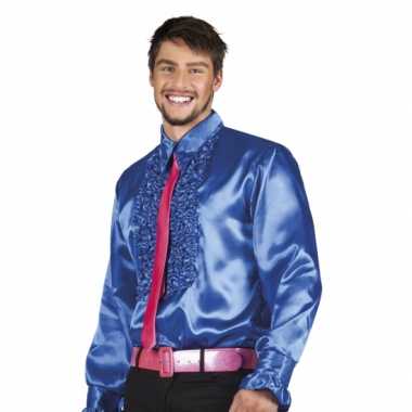 Blauwe disco blouse voor herencarnavalskleding