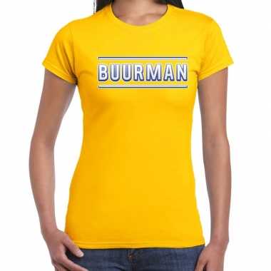 Buurman verkleed t-shirt geel voor damescarnavalskleding