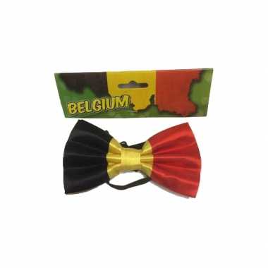 Carnaval/feest vlinderstrik/vlinderdas zwart/geel/rood 12 cm verkleedaccessoire voor volwassenencarnavalskleding