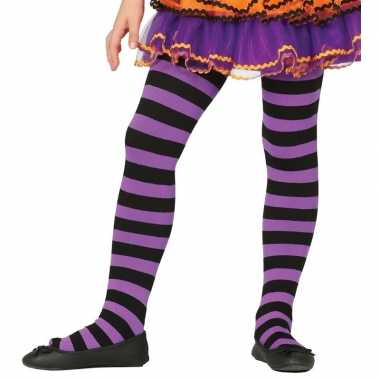 Carnavalskleding/halloween paars/zwarte heksen panties/maillots verkleedaccessoire voor meisjes