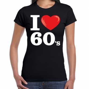 I love shirts voor dames zwart 60s bedrukkingcarnavalskleding
