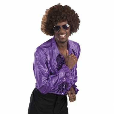 Paarse disco blouse voor herencarnavalskleding