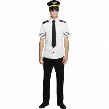 Piloten overhemd met pet en dascarnavalskleding