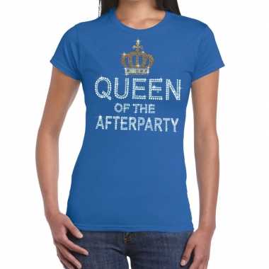 Toppers - blauw toppers queen of the afterparty glitter t-shirt dames