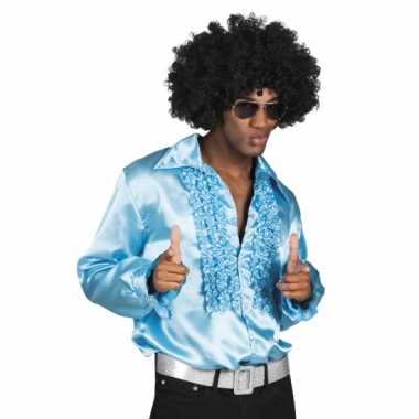 Turquoise disco blouse voor herencarnavalskleding