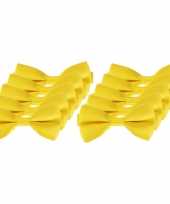 10x carnaval feest gele vlinderstrik vlinderdas 12 cm verkleedaccessoire voor volwassenen carnavalskleding