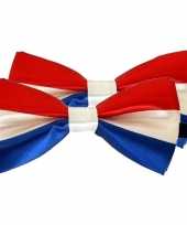 2x carnaval feest vlinderstrik vlinderdas rood wit blauw 12 cm verkleedaccessoire voor volwassenen carnavalskleding