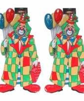 2x stuks clown carnaval decoratie met ballonnen 60 cm carnavalskleding