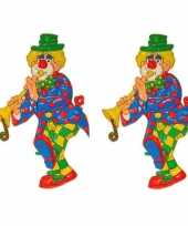 3x stuks wanddecoratie carnaval clown 70 cm carnavalskleding