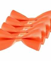 4x carnaval feest oranje vlinderstrik vlinderdas 14 cm verkleedaccessoire voor volwassenen carnavalskleding
