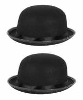 6x stuks carnaval feest bolhoed bowler hat zwart voor volwassenen carnavalskleding