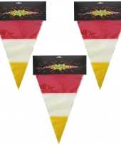 8x stuks plastic vlaggenlijn rood wit geel carnaval 10 meters carnavalskleding