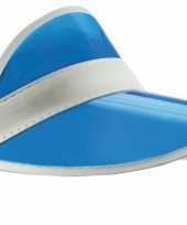Blauwe zonneklep met witte randen carnavalskleding