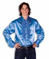 Blouse blauw met rouches heren carnavalskleding