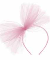 Carnavalaccessoires roze haarband met tule strik carnavalskleding