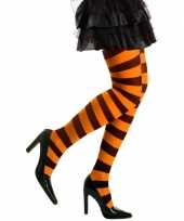 Carnavalskleding halloween oranje zwarte heksen panties maillots verkleedaccessoire voor dames m l carnavalskleding