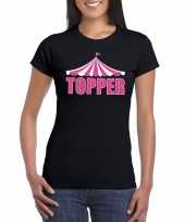 Circus t-shirt zwart topper in roze letters dames carnavalskleding
