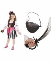 Compleet carnavalskleding set piraat voor meisjes