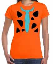 Fred holbewoner kostuum t-shirt oranje voor dames carnavalskleding