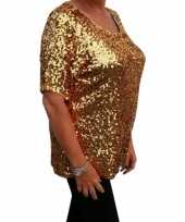 Grote maten gouden glitter pailletten disco shirt dames xl carnavalskleding