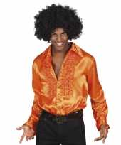 Oranje disco blouse voor heren carnavalskleding