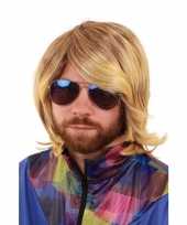 Ouderwetse feest pruik blond voor heren carnavalskleding
