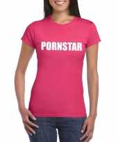 Pornstar tekst t-shirt roze dames carnavalskleding