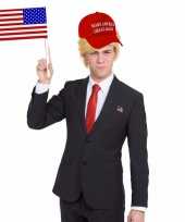 President donald trump verkleedset met pet en pruik carnavalskleding