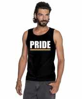 Pride mouwloos shirt zwart met regenboog vlag heren carnavalskleding