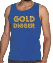 Toppers gold digger glitter tanktop mouwloos shirt blauw heren carnavalskleding