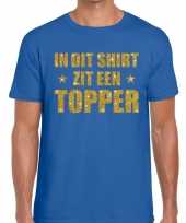 Toppers in dit-shirt zit een topper glitter tekst t-shirt blauw heren carnavalskleding