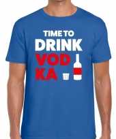 Toppers time to drink vodka heren t-shirt blauw carnavalskleding