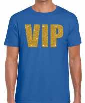 Toppers vip glitter goud heren t-shirt blauw carnavalskleding