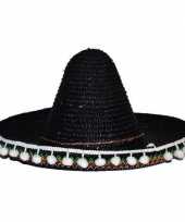 Verkleed accessoire zwarte sombrero kids 25 cm carnavalskleding