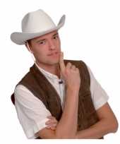 Vilten cowboyhoed wit carnavalskleding