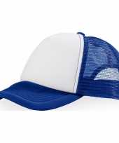 Voordelige baseballcap blauw wit carnavalskleding