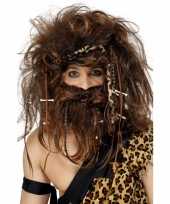 Wilde holbewoners pruik carnavalskleding