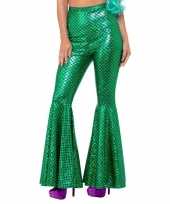 Zeemeerminnen flair flared broek groen voor dames carnavalskleding