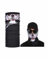 Zwart biker masker skeletprint voor volwassennen carnavalskleding