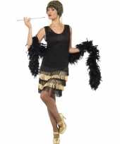 Zwart gouden jaren 20 flapper jurk voor dames carnavalskleding