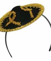 Zwarte sombrero haarband carnavalskleding